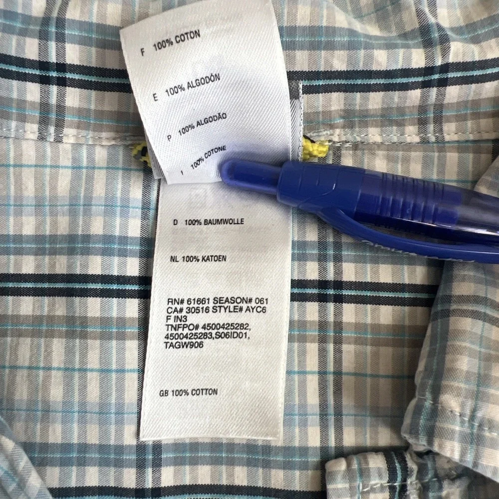 North Face Men's Dress Shirt Check Size Large Blue White‎
